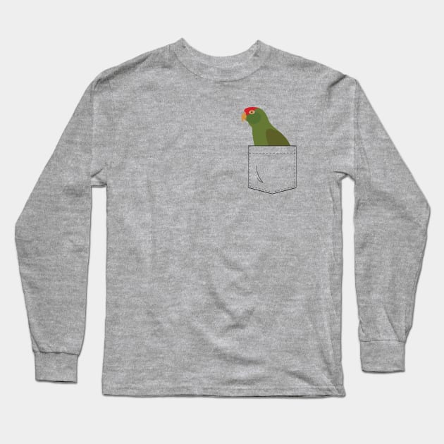 Cherry Head Conure Parrot In Your Front Pocket Long Sleeve T-Shirt by einsteinparrot